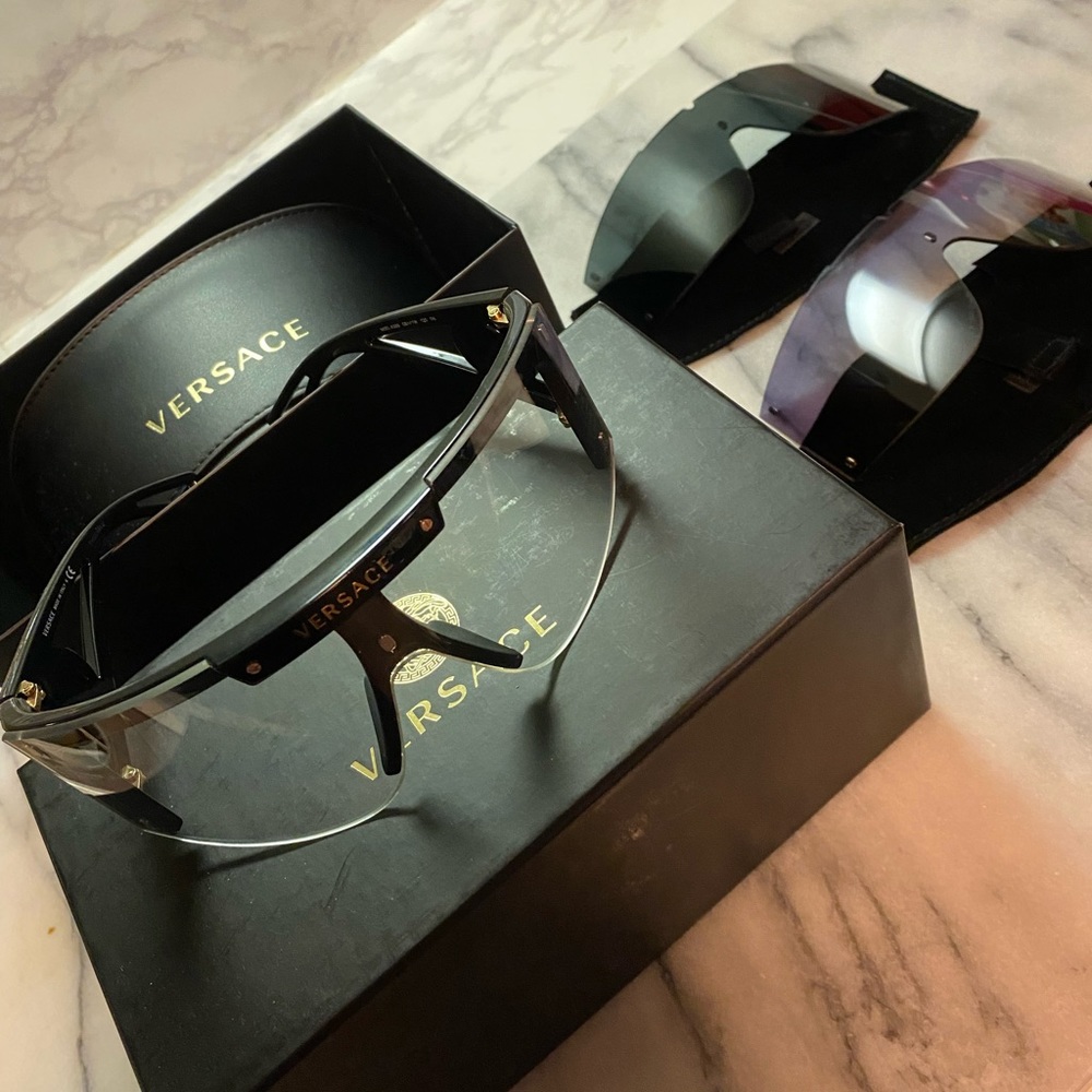 VERSACE shield sunglasses w/ interchangeable lense